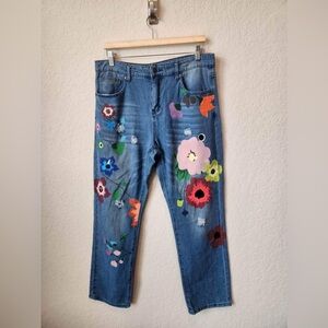 Misslook Painted Flower (L)  waist to hem 39" waist 16" inseam 27"